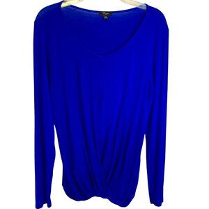 Cupio Womens Long Sleeve Draped Twist Knot Front Top Size M Royal Blue Romantic